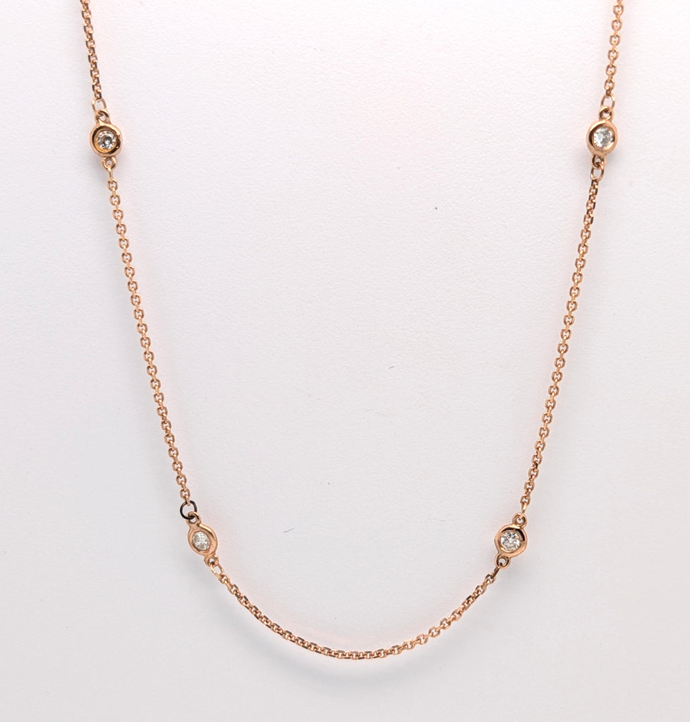 14K Rose Gold 18"" Diamonds by the Yard Necklace 0.35cttw