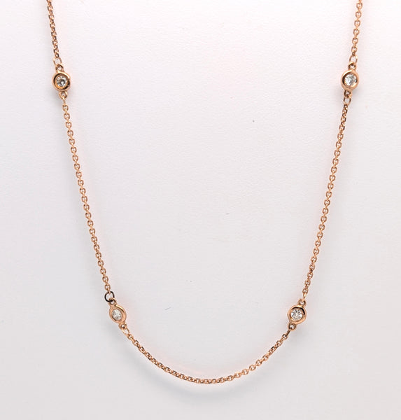 14K Rose Gold 18"" Diamonds by the Yard Necklace 0.35cttw