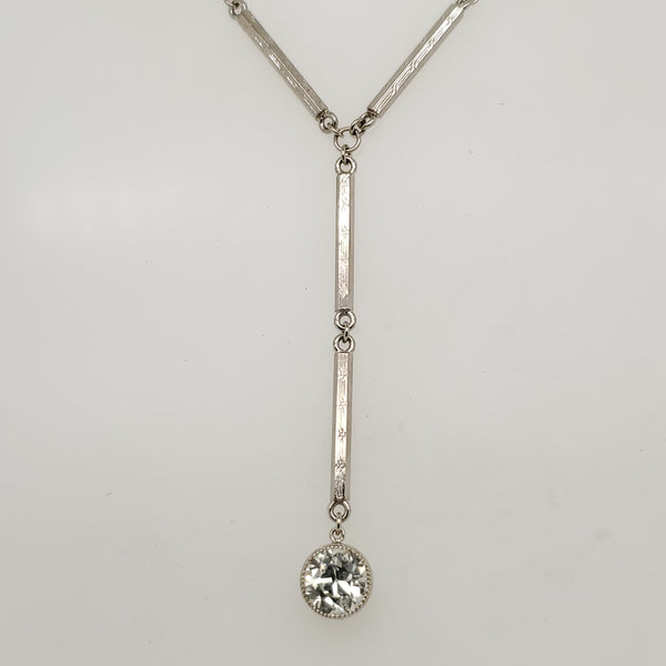 Art Deco 14kt White Gold and Diamond Y Necklace