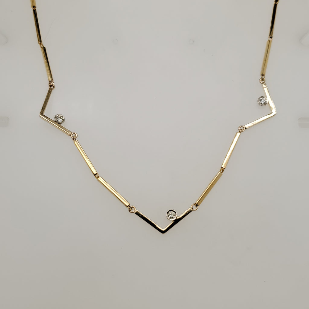 14Kt Yellow Gold And Diamond Necklace