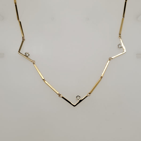 14Kt Yellow Gold And Diamond Necklace