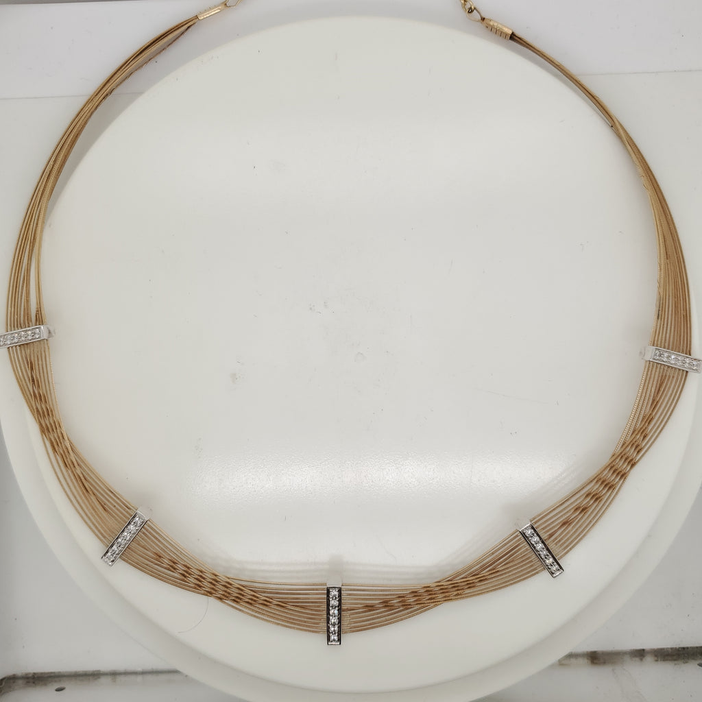 14kt Yellow gold and Diamond Woven design Drape Necklace