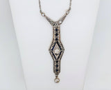 Platinum and 18K Yellow Gold Art Deco Y-Shaped Pendant with Diamonds and Sapphires