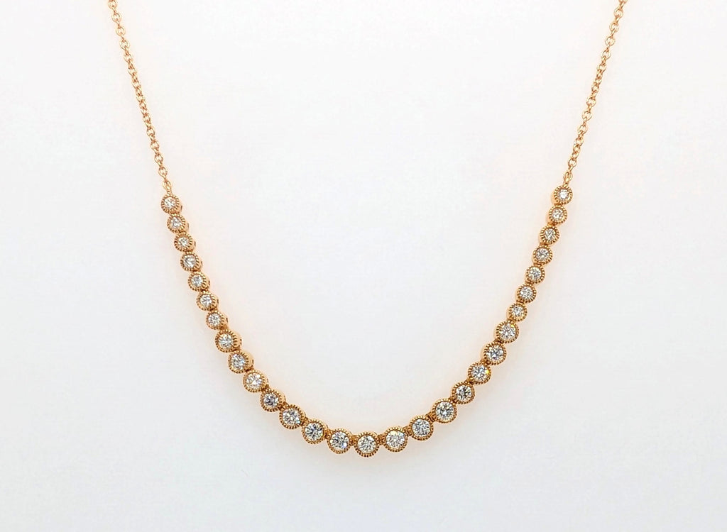 14K Yellow Gold Graduating Diamond Station Necklace