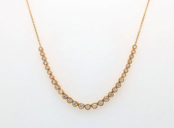 14K Yellow Gold Graduating Diamond Station Necklace