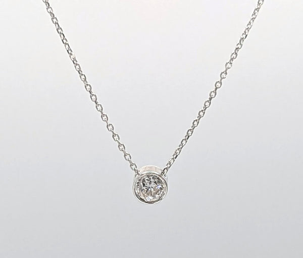 14K White Gold 0.29ct Old Mine Diamond Solitaire Necklace