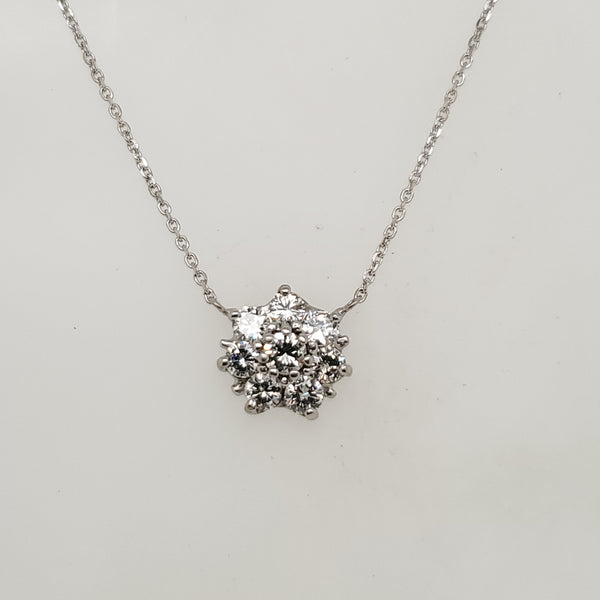 14kt White Gold Round Diamond Neckalce