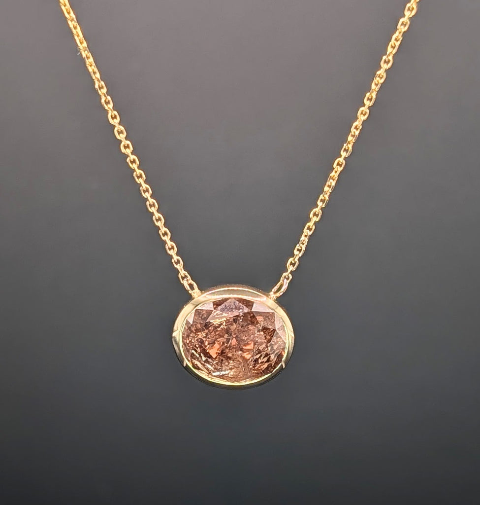 14K Yellow Gold 4.44ct Orange-Brown Diamond Pendant