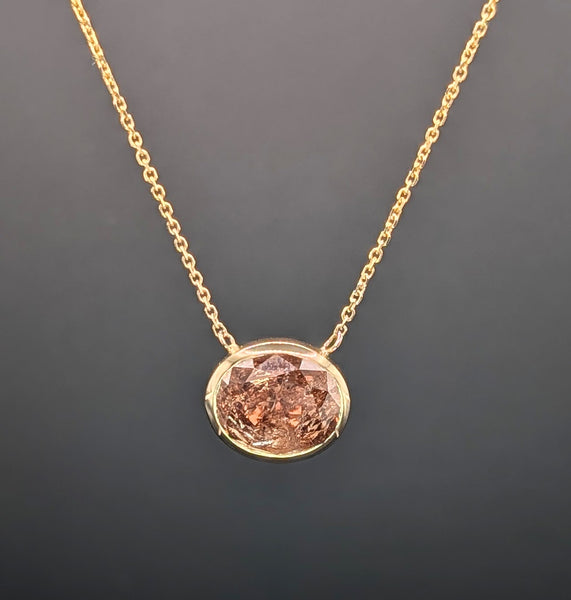 14K Yellow Gold 4.44ct Orange-Brown Diamond Pendant