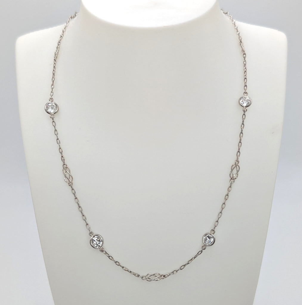 20"" Platinum Diamond Station Necklace