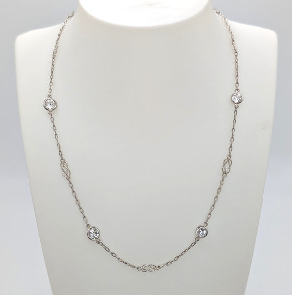 20"" Platinum Diamond Station Necklace