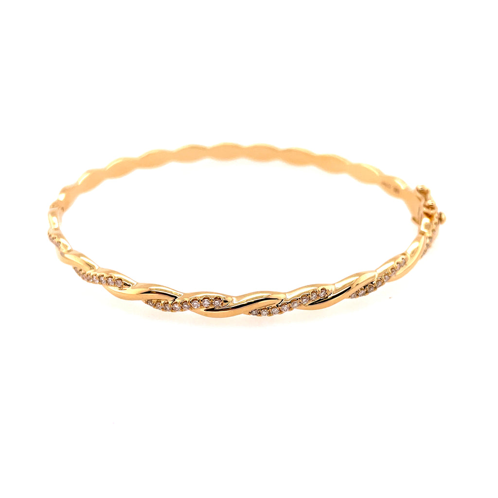 14Kt Yellow Gold Diamond Bangle Bracelet