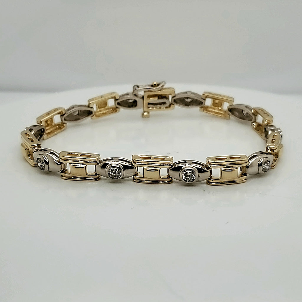 14kt Yellow and White Gold Diamond Bracelet