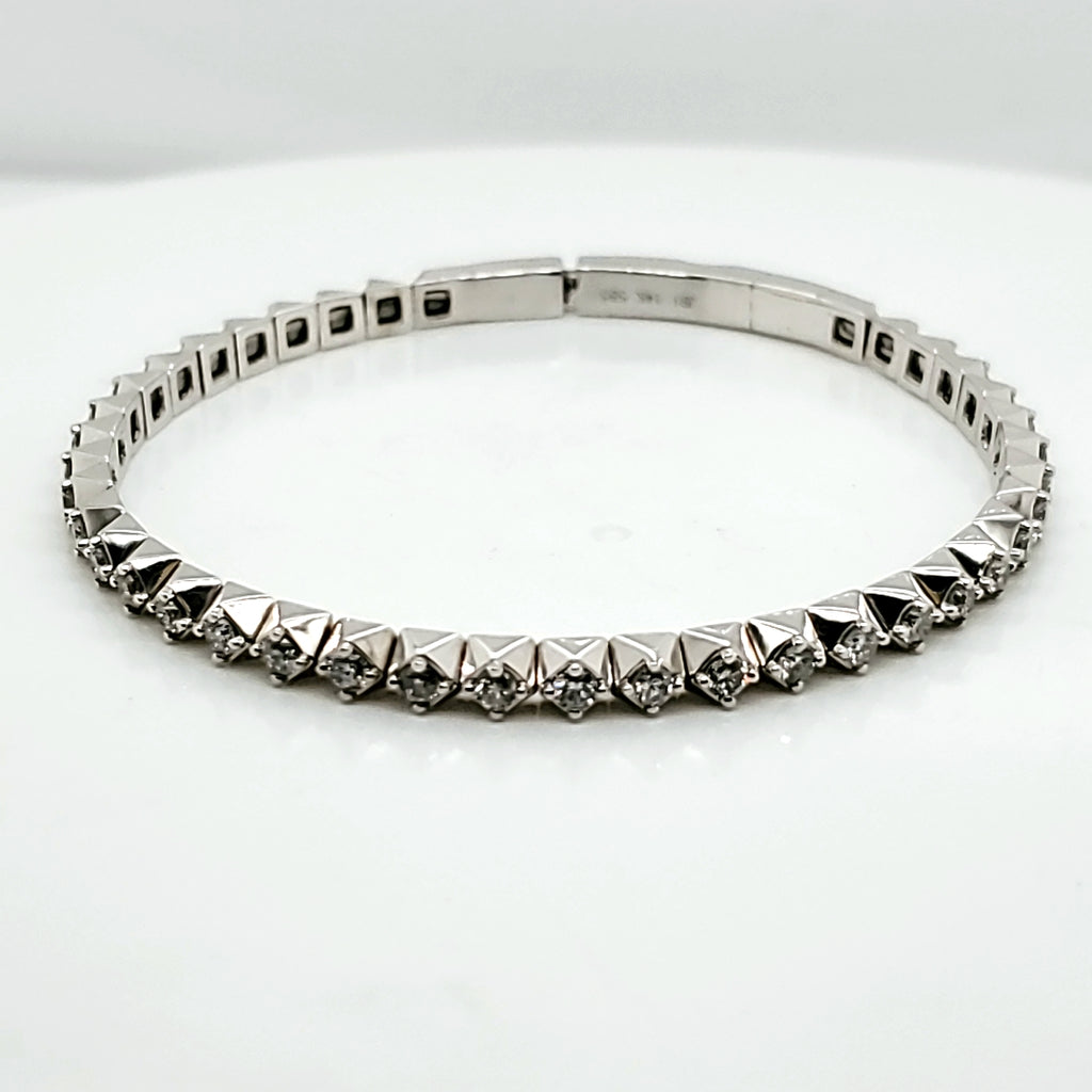 14kt White Gold Flexible Diamond Bangle Bracelet