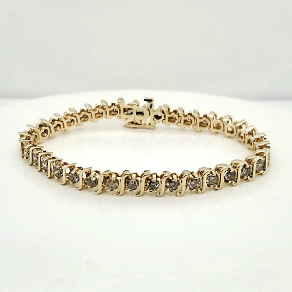 14Kt Yellow Gold 5.00 Carat Total Weight Diamond Tennis Bracelet