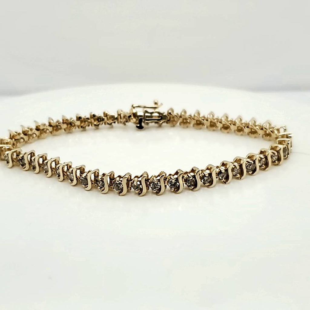 14Kt Yellow Gold 3.00 Carat Total Weight Diamond Tennis Bracelet