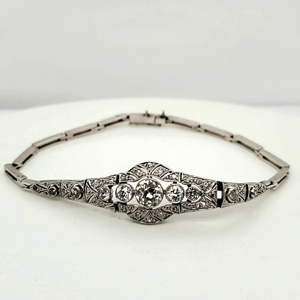 Art Deco Platinum and Diamond Filigree Bracelet