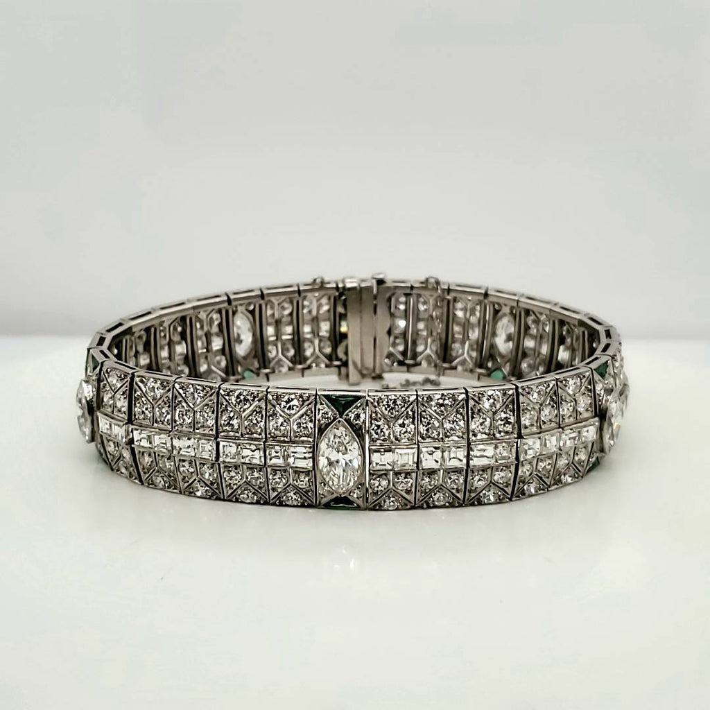 Art Deco Platinum Emerald and Diamond Bracelet