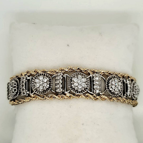 White and Yellow Gold Add a Link Diamond Bracelet by Jabel