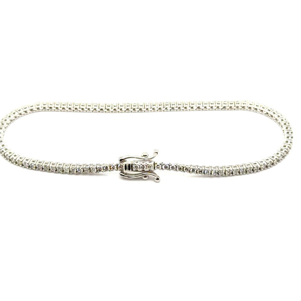 14kt White Gold 1.35Ctw Straight Line Diamond Tennis Bracelet