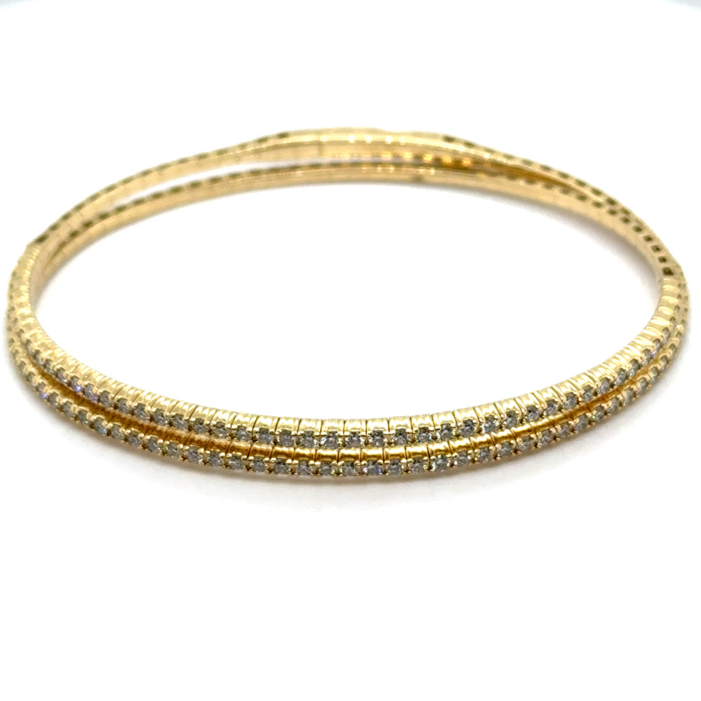 14Kt Yellow Gold 1.68Ctw Flexible Double Bangle Bracelet