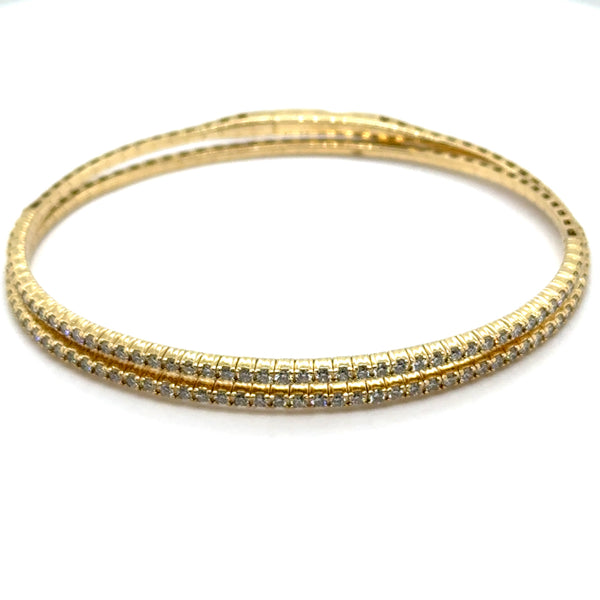 14Kt Yellow Gold 1.68Ctw Flexible Double Bangle Bracelet