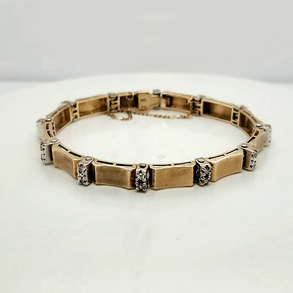 Vintage 14kt Yellow Gold and Diamond Bracelet