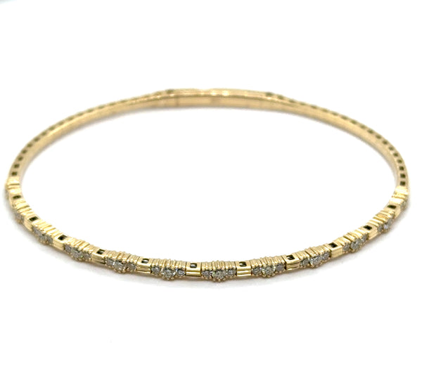 14kt Yellow Gold 0.80Ctw Flexible Diamond Bangle Bracelet