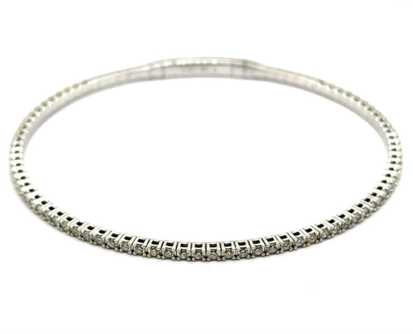 14kt White Gold 1.00Ctw Diamond Flexible Bangle Bracelet