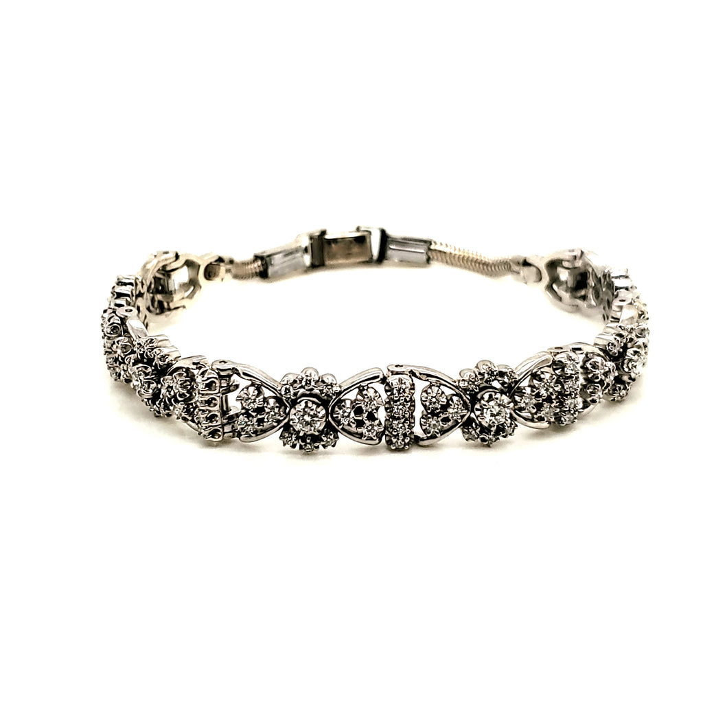 14Kt White Gold And  Diamond Add A Link Bracelet