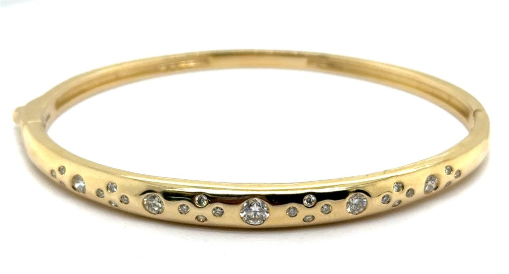 14kt Yellow Gold 0.76Ctw Bezel Set Diamond Bangle Bracelet