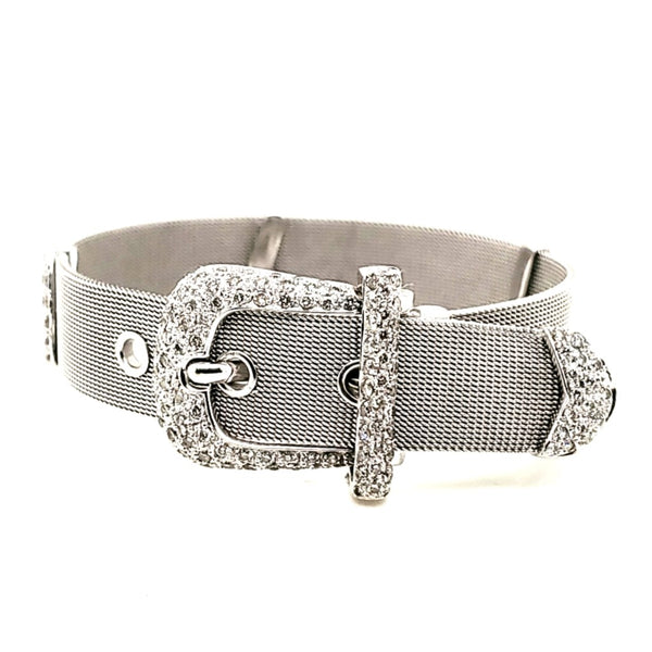 18kt White Gold Diamond Buckle Bracelet