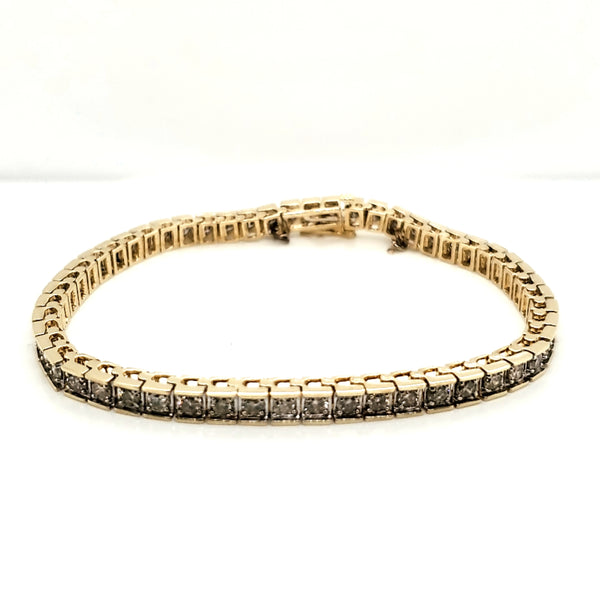 4.00 Carat Total Weight 14kt Yellow Gold and Diamond Tennis Bracelet