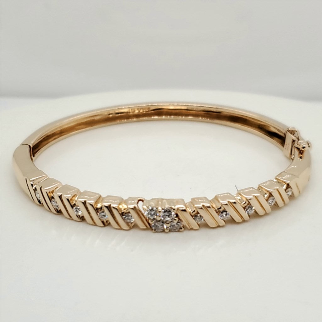 14Kt Yellow Gold and Diamond Bangle Bracelet