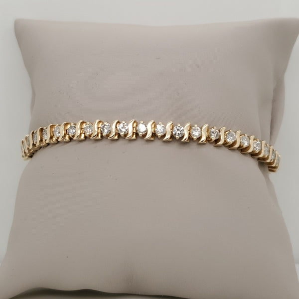 14kt Yellow Gold 4.09 Carat Total Weight Diamond Tennis Bracelet