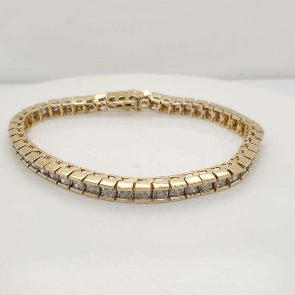 5.00 Carat Total Weight 14kt Yellow Gold and Diamond Carat Tennis Bracelet