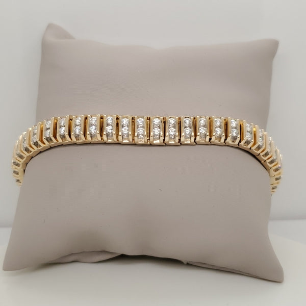 Mens 14Kt Yellow Gold Diamond Bracelet
