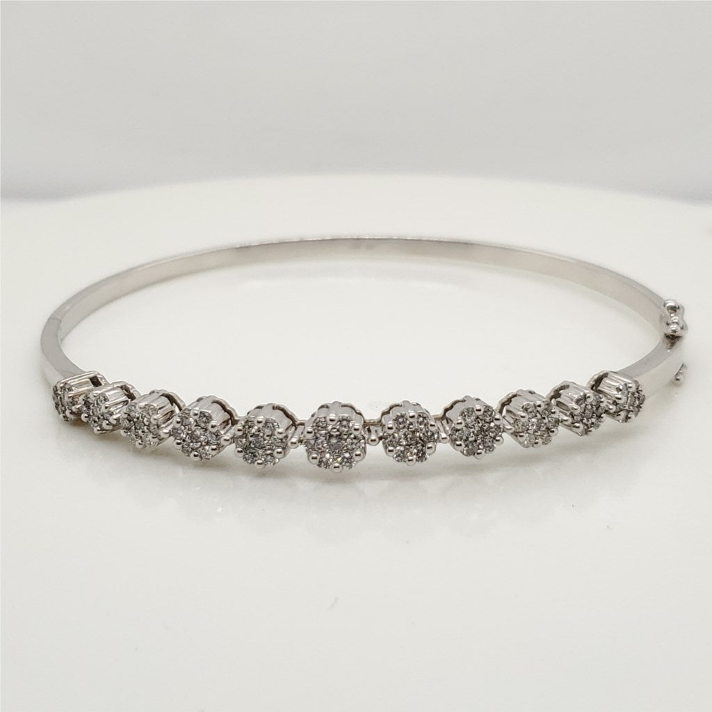 14kt White Gold 1.00 Carat Total Weight Diamond Bangle Bracelet