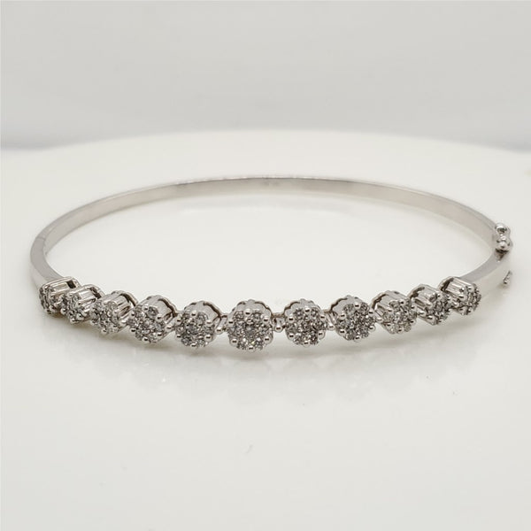 14kt White Gold 1.00 Carat Total Weight Diamond Bangle Bracelet