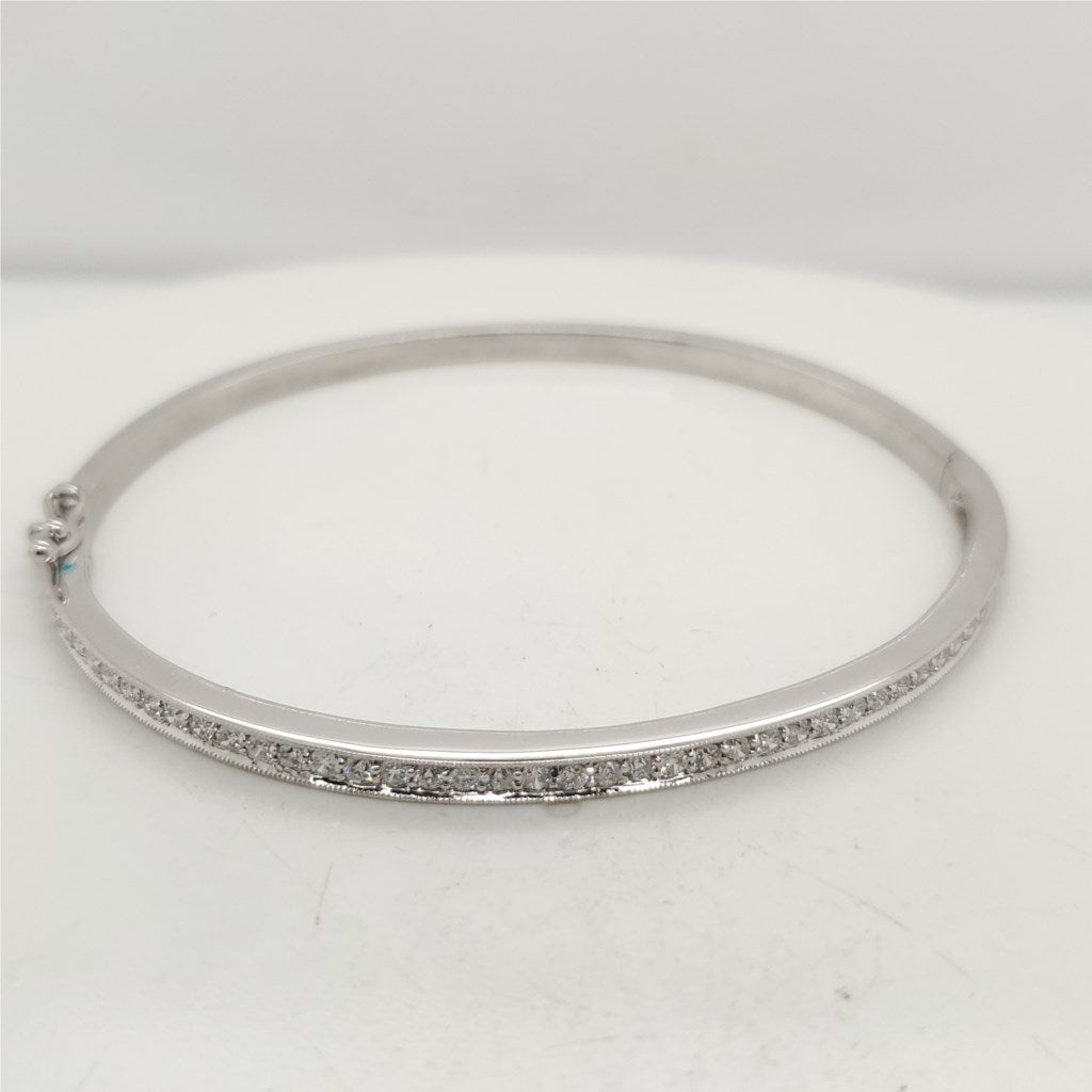 18Kt White Gold Diamond Bangle Bracelet