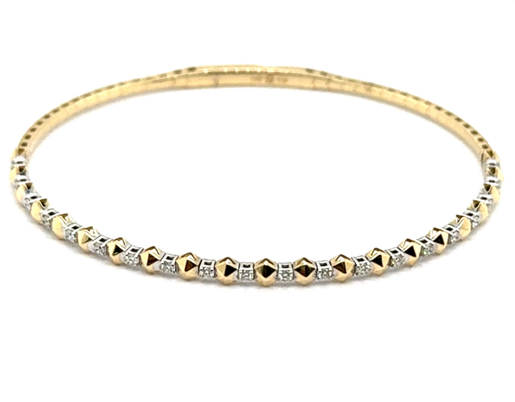 14Kt Yellow And White Gold 0.26Ctw Flexible Bangle Bracelet