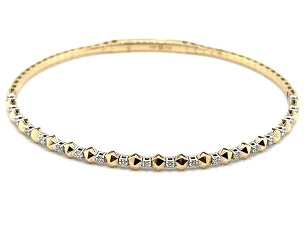 14Kt Yellow And White Gold 0.27Ctw Flexible Bangle Bracelet