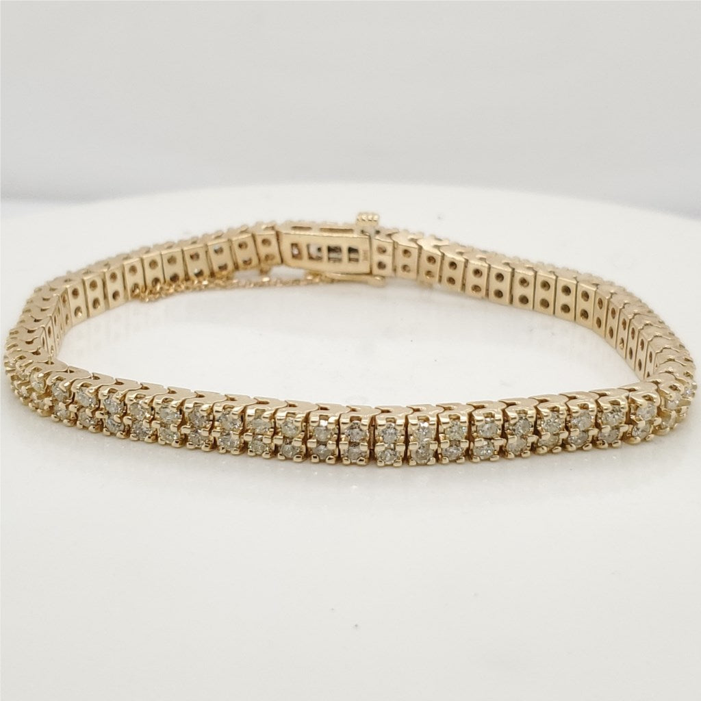 14Kt Yellow Gold Double RowDiamond Bracelet