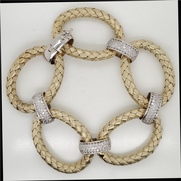 14kt Yellow Gold Oval Link and Diamond Bracelet