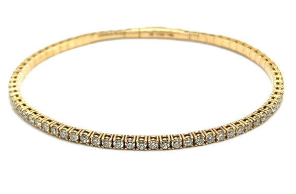2.03 Ctw 14Kt Yellow Gold Flexible Diamond Bangle Bracelet