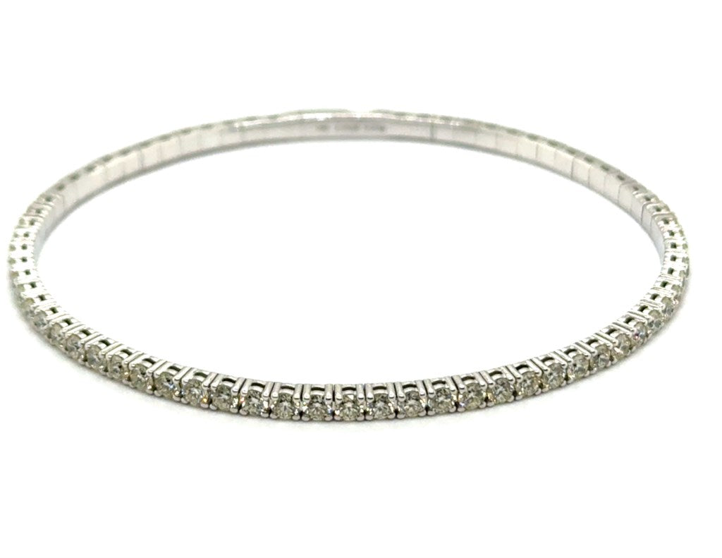 2.00 Ctw 14Kt White Gold Diamond Flexible Bangle Bracelet