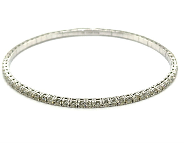2.00 Ctw 14Kt White Gold Diamond Flexible Bangle Bracelet