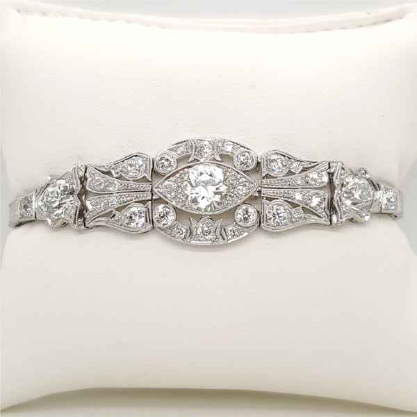 Edwardian Platinum Diamond Filigree Bracelet