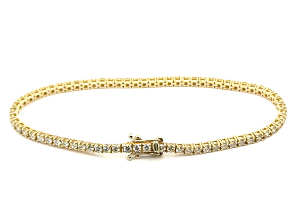 3.02 Ctw 14kt Yellow Gold Diamond Tennis Bracelet