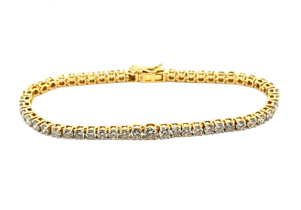 7.40 Ctw 18kt Yellow Gold Diamond Tennis Bracelet
